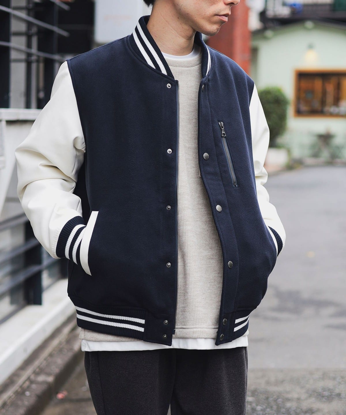 胸ジップ スタジアム ブルゾン ブルゾン MEN NAVY M 胸ジップ スタジアム ブルゾン ブルゾン MEN NAVY M
