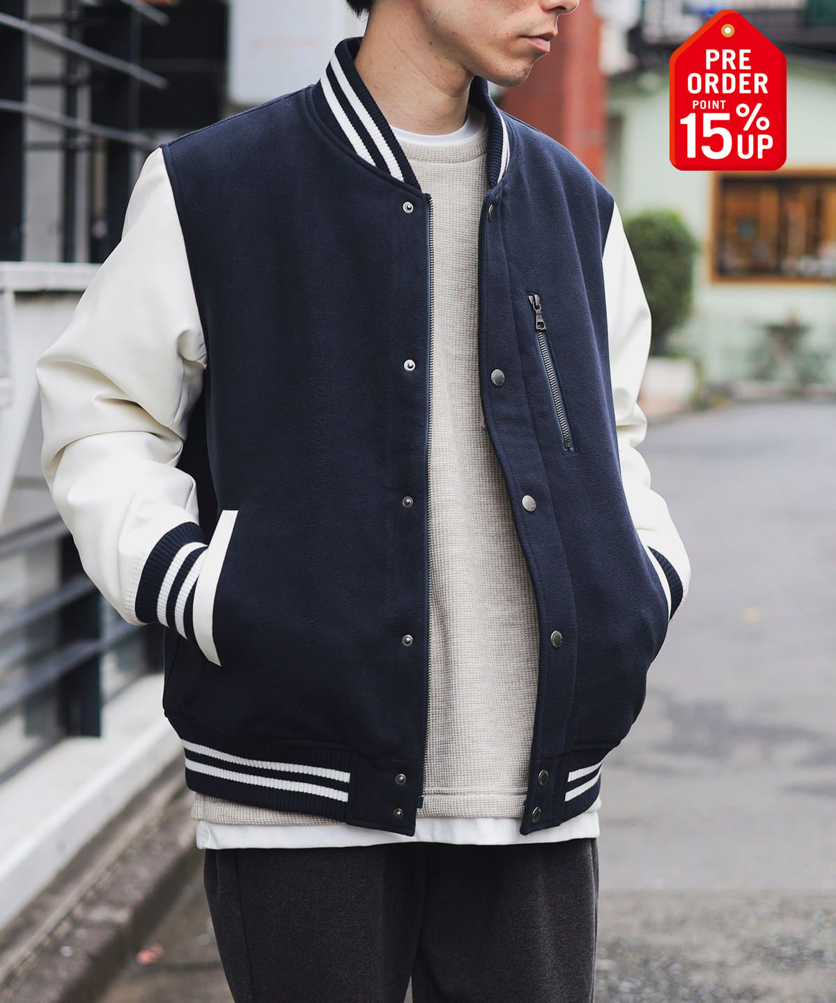 【+15%ポイントUP】胸ジップ スタジアム ブルゾン ブルゾン MEN NAVY L 【+15%ポイントUP】胸ジップ スタジアム ブルゾン ブルゾン MEN NAVY L