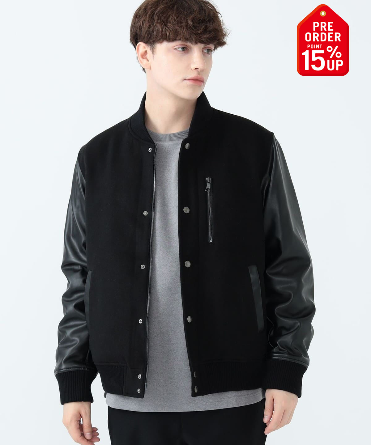 【+15%ポイントUP】胸ジップ スタジアム ブルゾン ブルゾン MEN TRIPLE BLACK M 【+15%ポイントUP】胸ジップ スタジアム ブルゾン ブルゾン MEN TRIPLE BLACK M