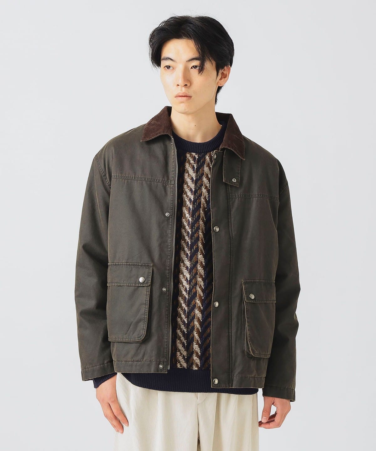 襟コード フェード ブルゾン ブルゾン MEN BROWN L 襟コード フェード ブルゾン ブルゾン MEN BROWN L
