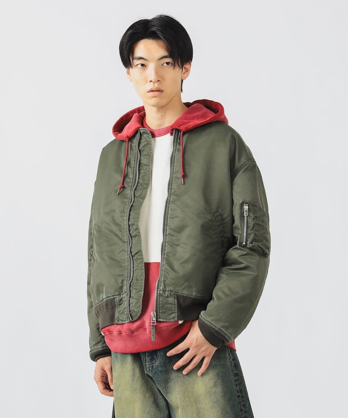フェード MA-1 ブルゾン MEN OLIVE M フェード MA-1 ブルゾン MEN OLIVE M
