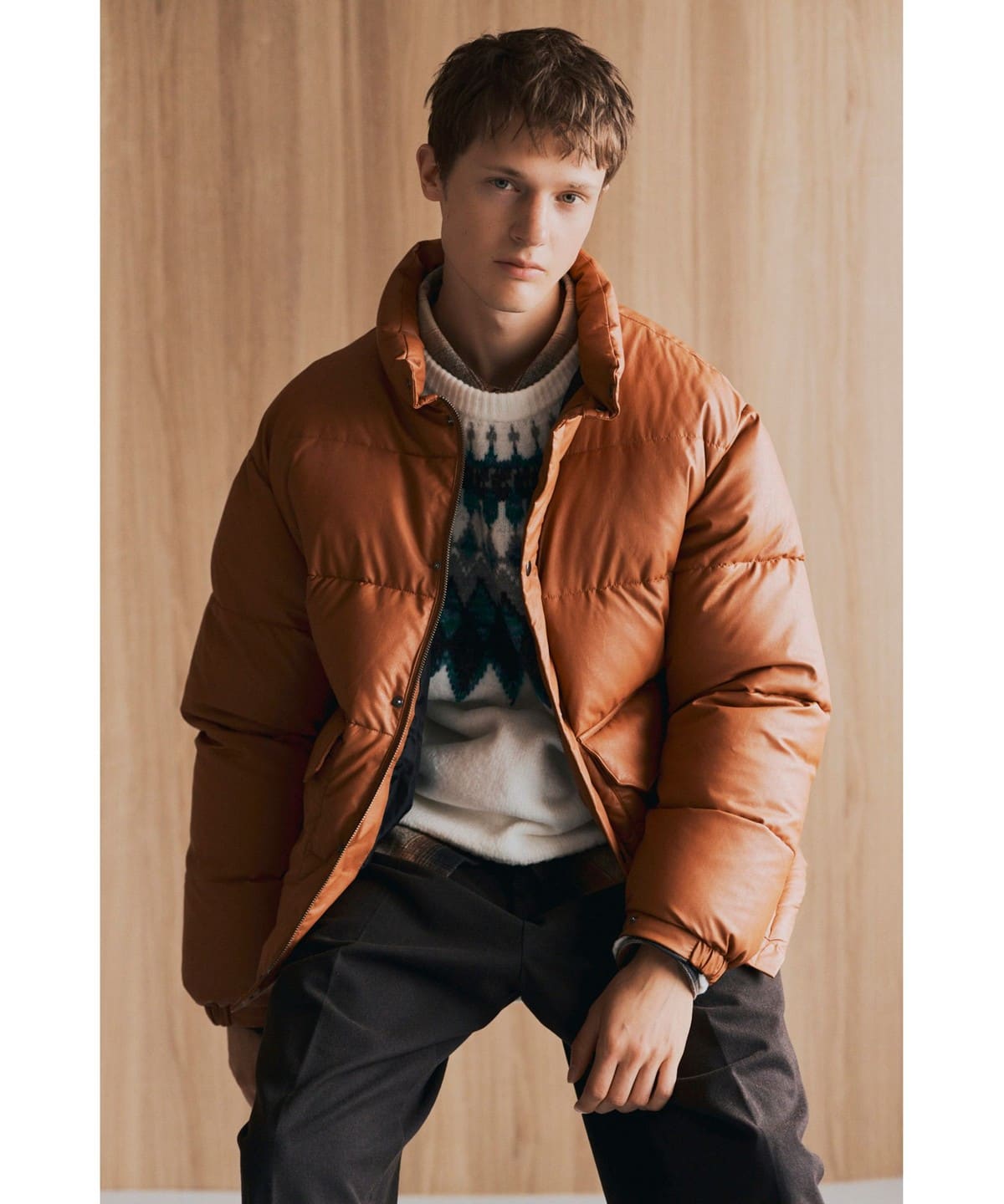 フェイクレザー 中綿 ブルゾン ブルゾン MEN LIGHT BROWN M フェイクレザー 中綿 ブルゾン ブルゾン MEN LIGHT BROWN M