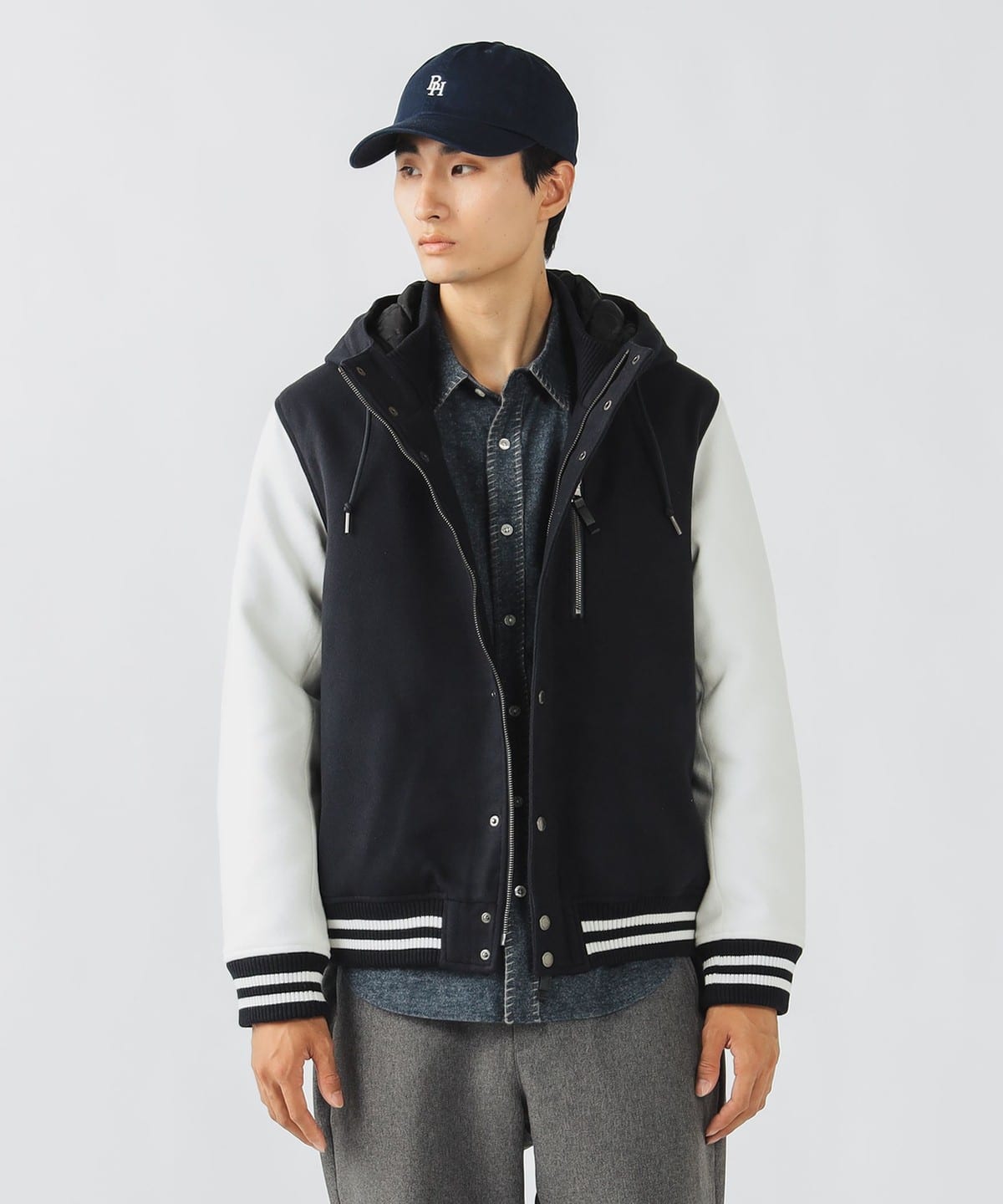 BEAMS HEART スタジャンジャケット XL ブラック BEAMS HEART（ビームス ハート）フーディー スタジャン（ブルゾン