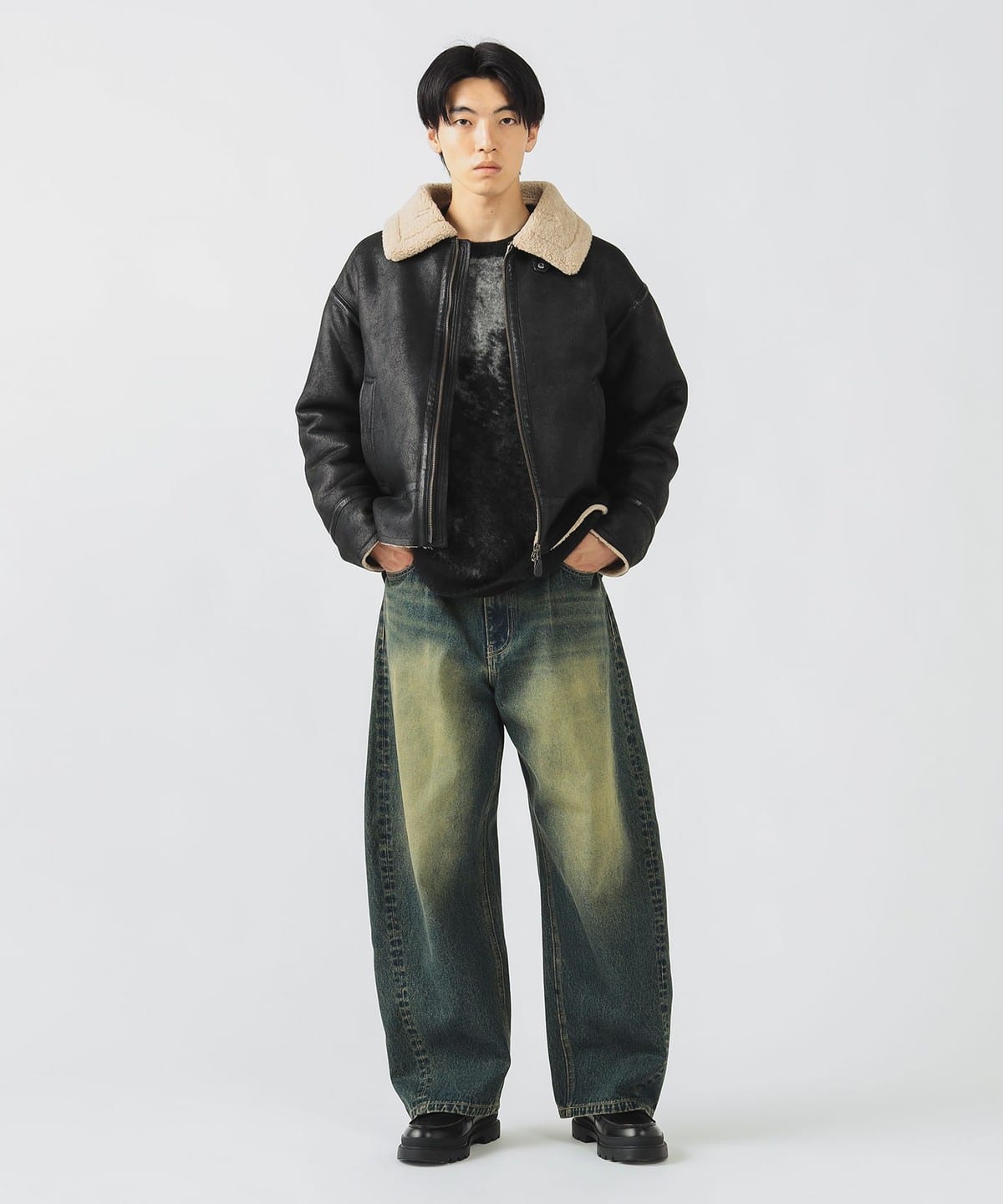 BEAMS HEART エコレザーのフライトジャケット BEAMS HEART｜レザー ブルゾン | Rakuten Fashion(楽天