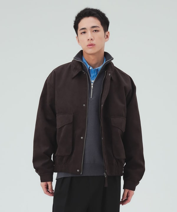 フェイクスエード クラシック ブルゾン リブではなくカフス仕様でクラシカルに[H:183cm Size:L]