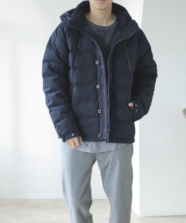 袖丈645cm美品 BEAMS HEARTツインジップ ダウンジャケット NAVY Mサイズ