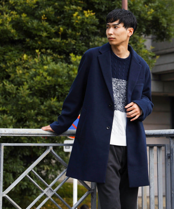 BEAMS HEART フェイク メルトン シングルコート NAVY L | www.esn-ub.org