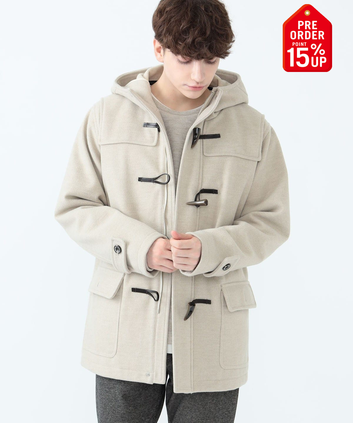 【+15%ポイントUP】ジップ ダッフル コート コート MEN IVORY S 【+15%ポイントUP】ジップ ダッフル コート コート MEN IVORY S
