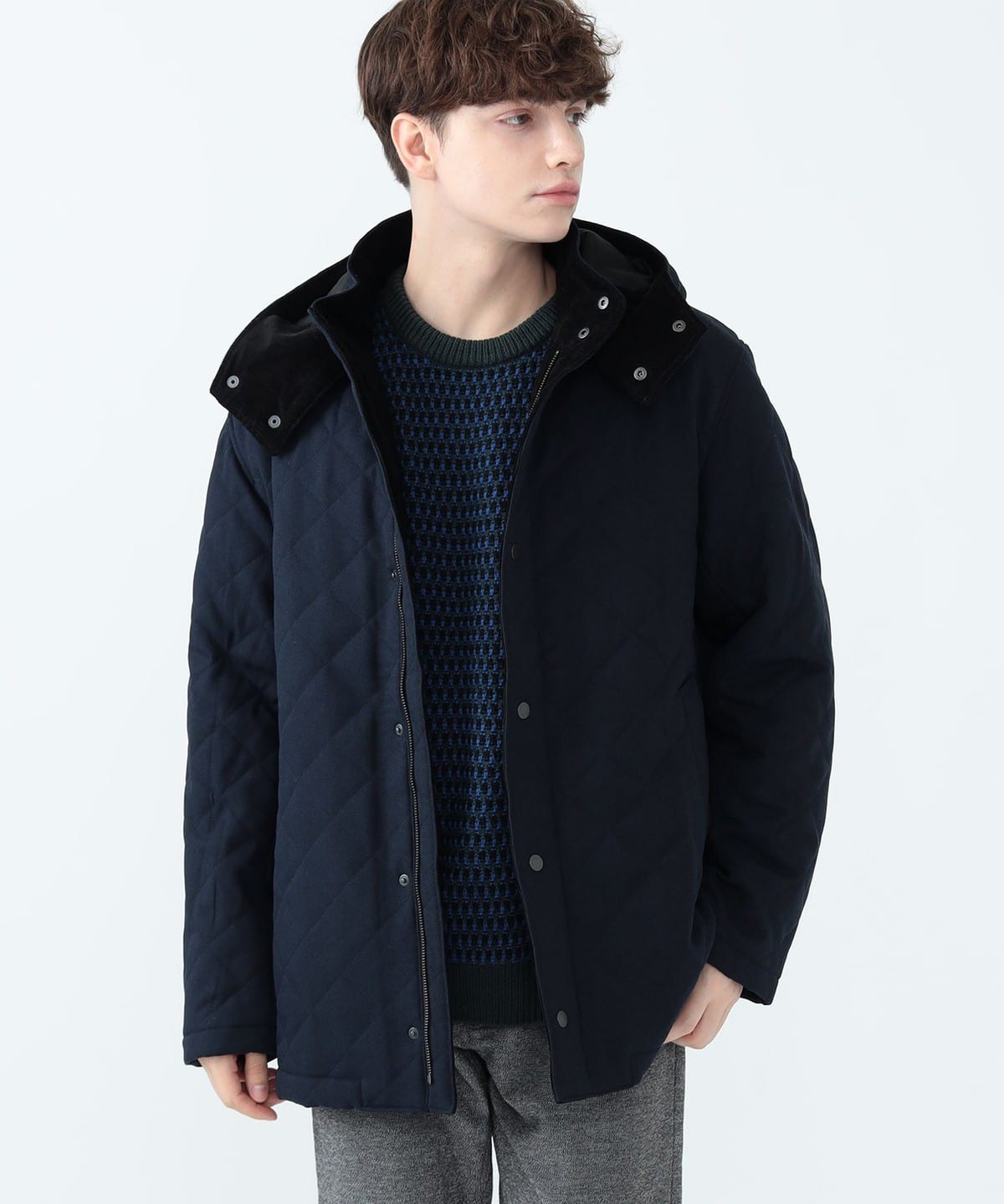 フーディースタンド キルト コート コート MEN NAVY L フーディースタンド キルト コート コート MEN NAVY L