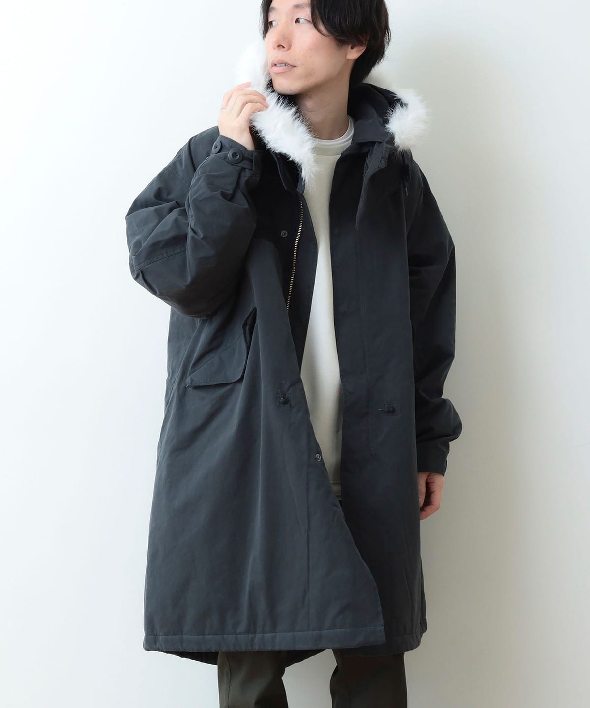 BEAMS　モッズコート 黒 BEAMS HEART（ビームス ハート）フード付き モッズコート（コート