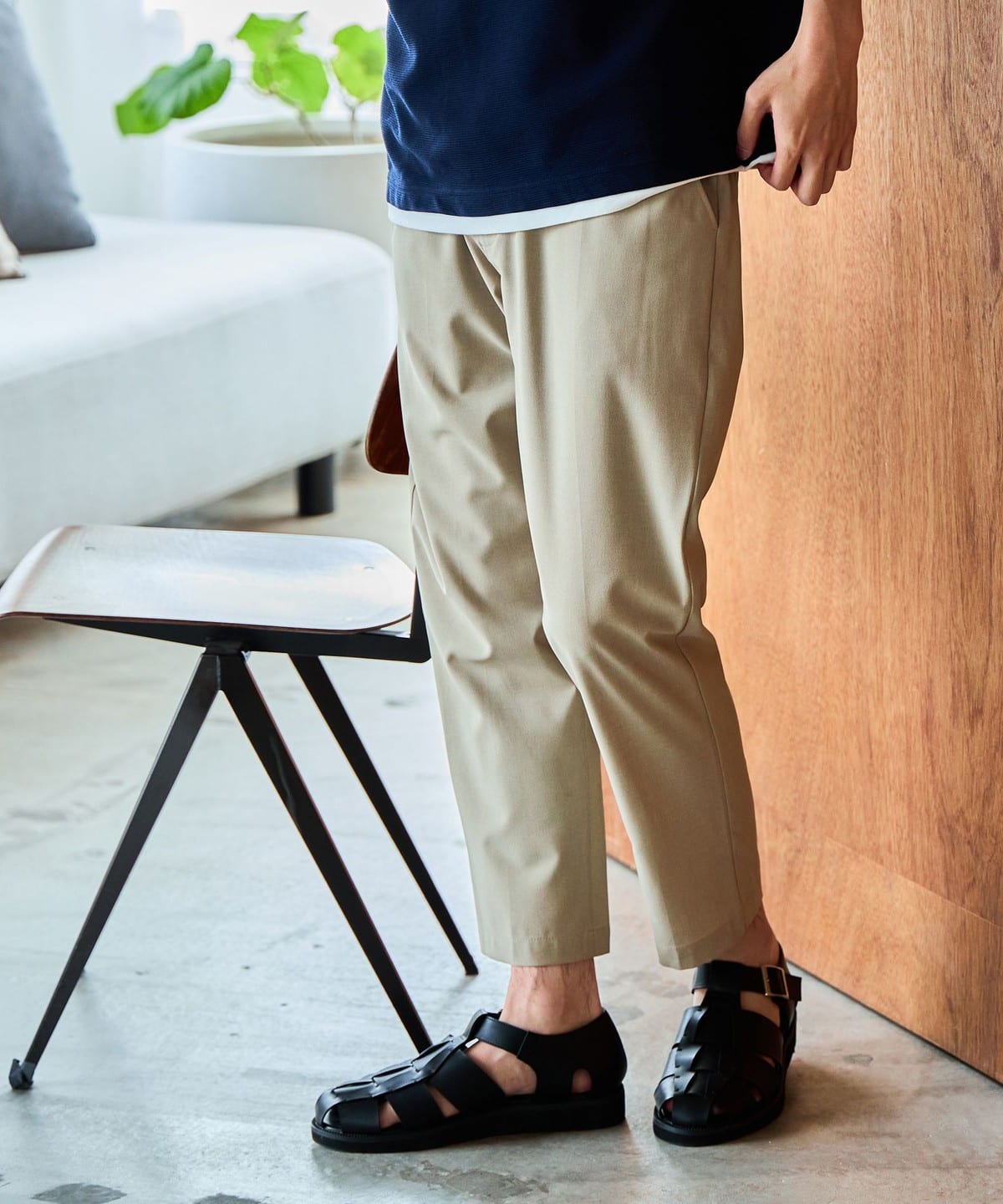 ポリエステルトロ テーパード イージーパンツ(吸水速乾) パンツ MEN BEIGE L ポリエステルトロ テーパード イージーパンツ(吸水速乾) パンツ MEN BEIGE L