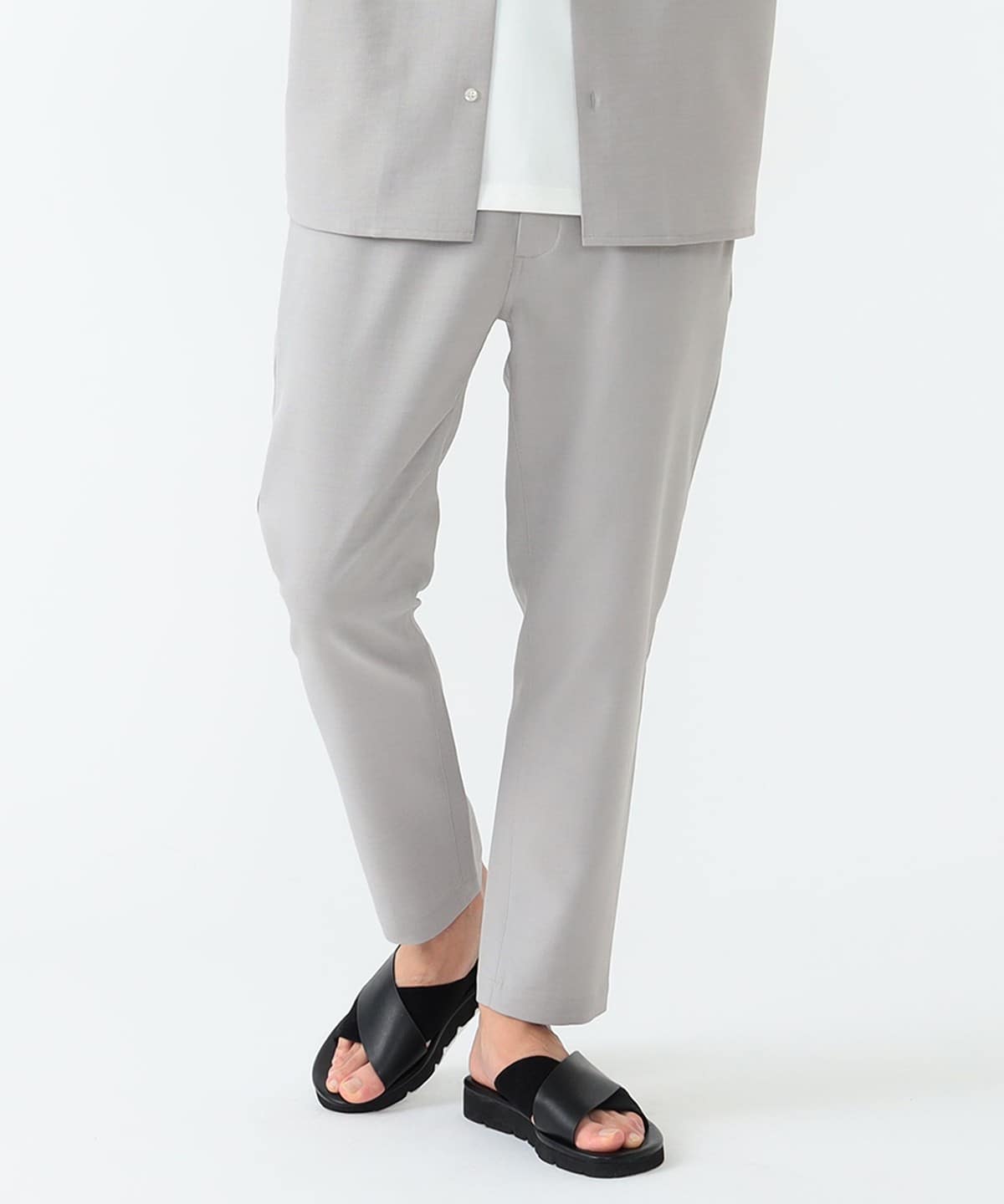 ポリツイル テーパード イージーパンツ パンツ MEN GRAY BEIGE S ポリツイル テーパード イージーパンツ パンツ MEN GRAY BEIGE S