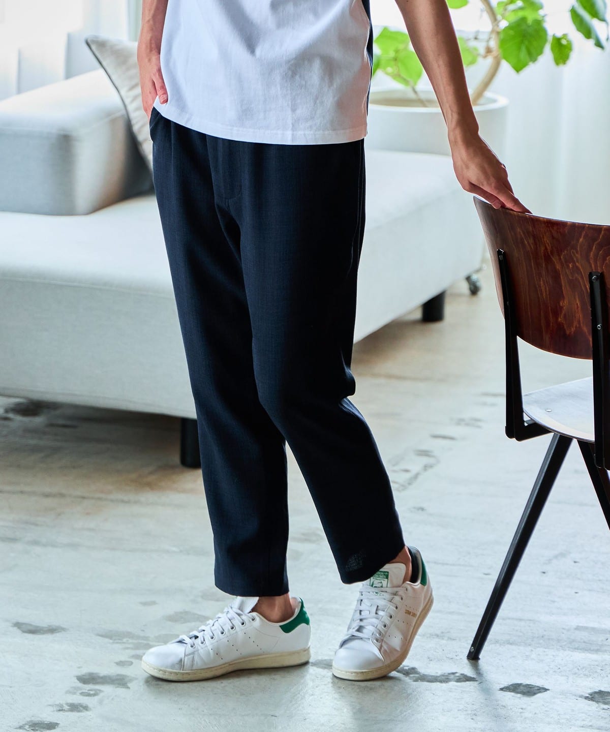 メランジ テーパード イージーパンツ パンツ MEN NAVY S メランジ テーパード イージーパンツ パンツ MEN NAVY S