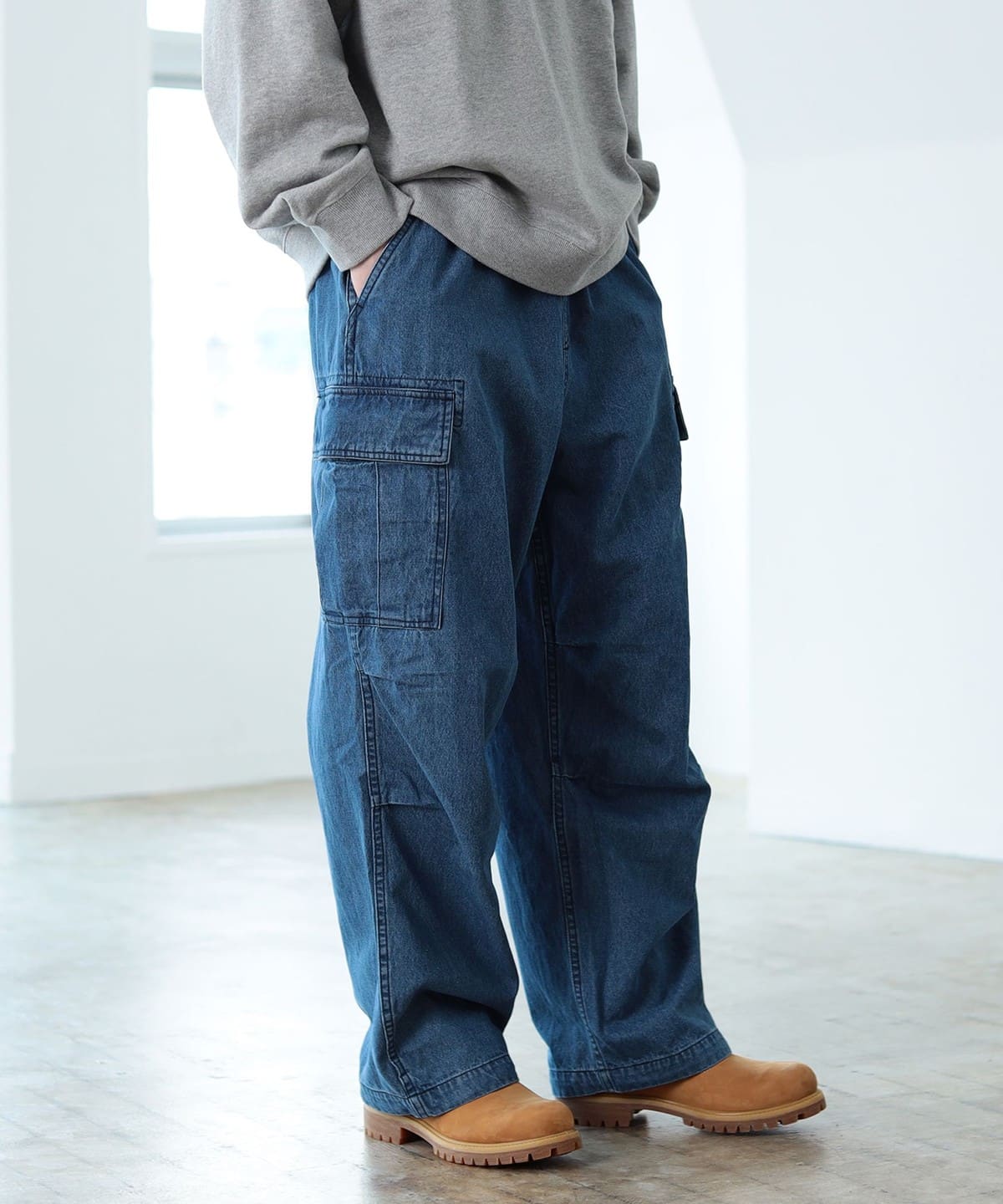 ワイド デニム カーゴパンツ パンツ MEN INDIGO M ワイド デニム カーゴパンツ パンツ MEN INDIGO M