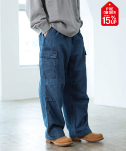 【+15%ポイントUP】ワイド デニム カーゴパンツ