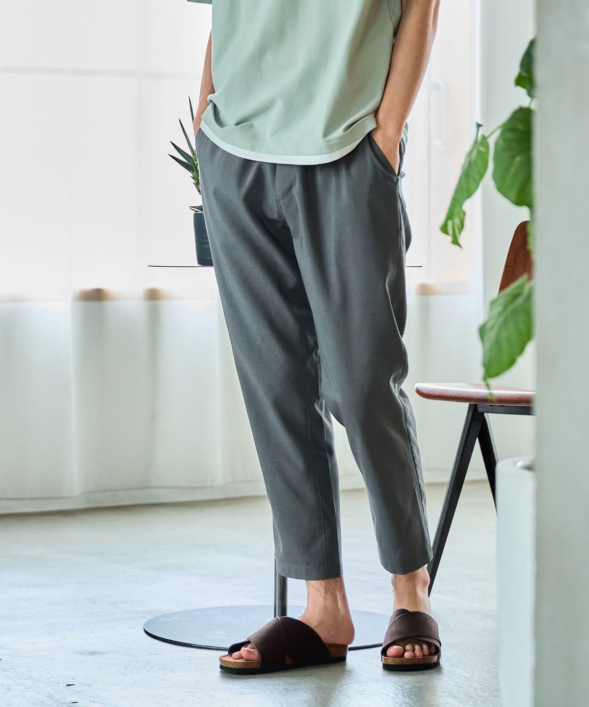 ポリトロ チェック イージーパンツ パンツ MEN GREY XL ポリトロ チェック イージーパンツ パンツ MEN GREY XL