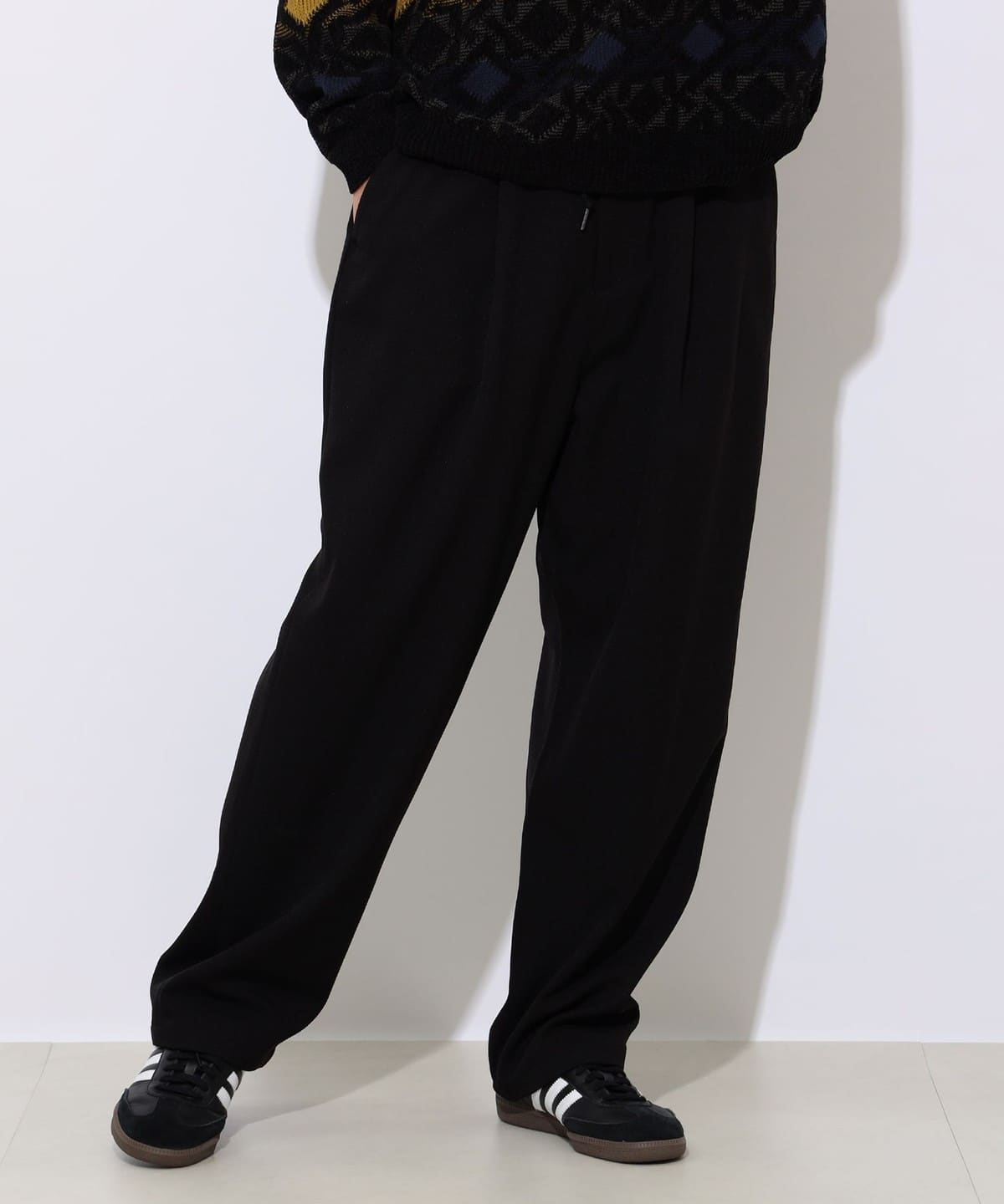 ワンタック ワイド テーパード パンツ パンツ MEN BLACK M ワンタック ワイド テーパード パンツ パンツ MEN BLACK M