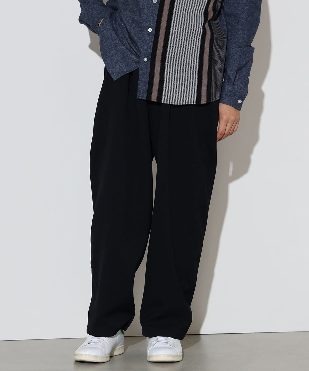 ワンタック ワイド テーパード パンツ パンツ MEN NAVY L ワンタック ワイド テーパード パンツ パンツ MEN NAVY L