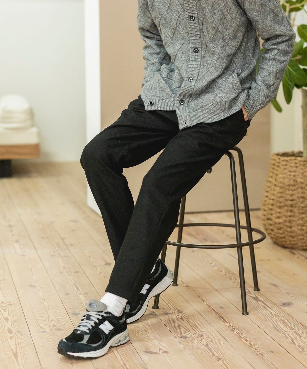 ウールミックス テーパード イージーパンツ パンツ MEN BLACK M ウールミックス テーパード イージーパンツ パンツ MEN BLACK M
