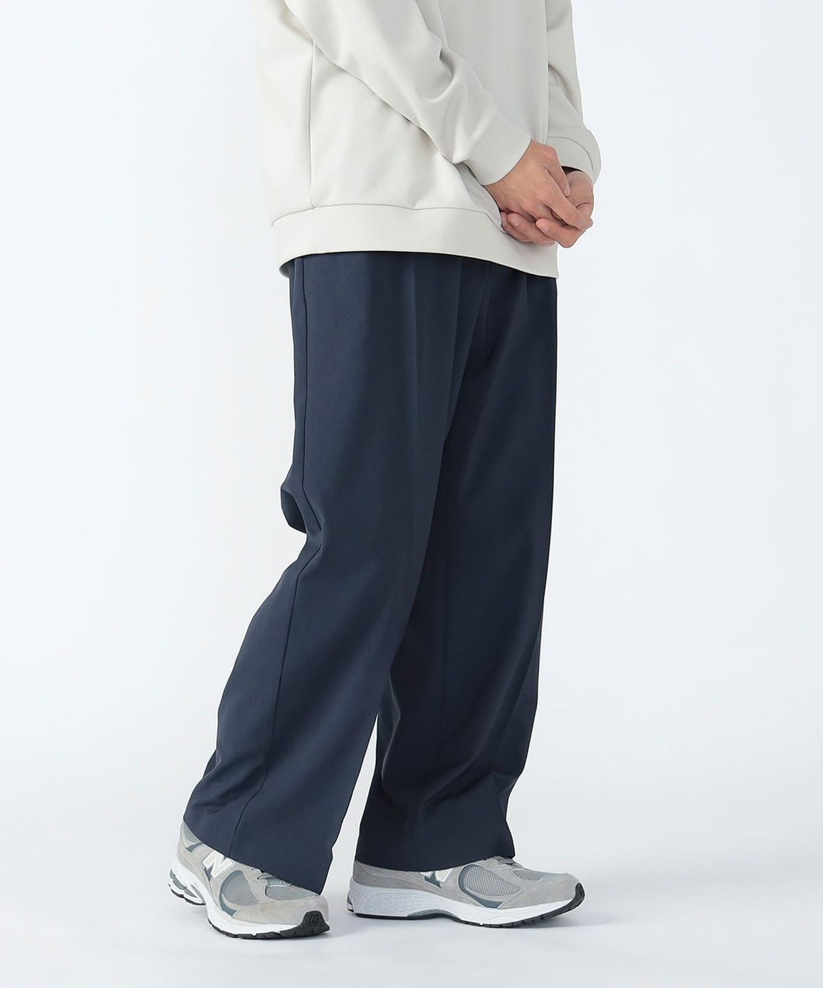 ポリトロ 2タック ワイドパンツ (吸水速乾) パンツ MEN NAVY L ポリトロ 2タック ワイドパンツ (吸水速乾) パンツ MEN NAVY L
