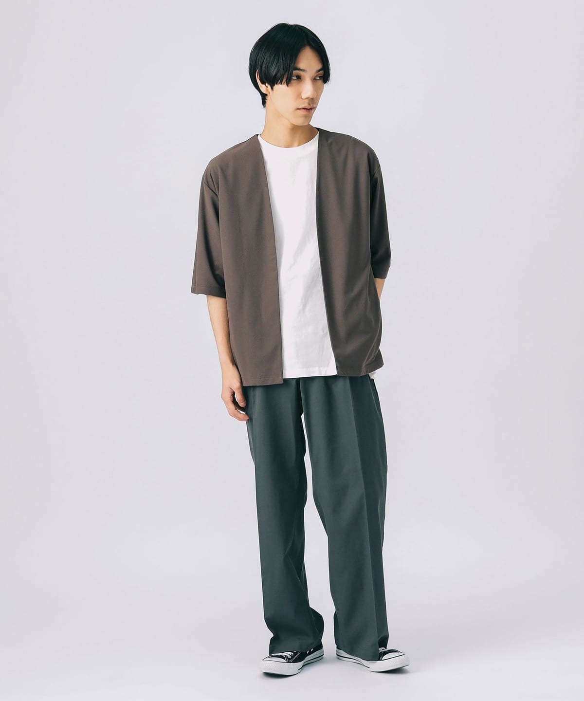 BEAMS HEART（ビームス ハート）麻混 2タック ワイド スラックス (吸水
