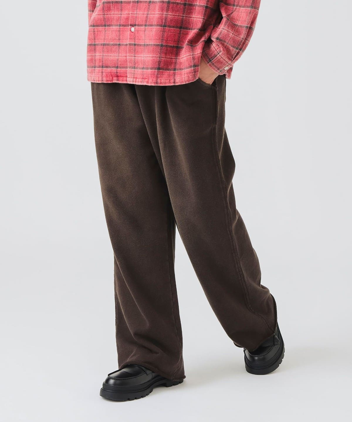 GMS ワイドストレート コットンウラケ パンツ パンツ MEN BROWN L GMS ワイドストレート コットンウラケ パンツ パンツ MEN BROWN L