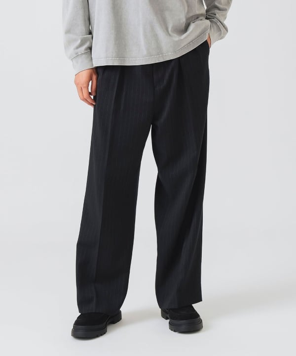 [極美品]BEAMS + 2プリーツ スラックス BEAMS HEART（ビームス ハート）【12/4値下げ】ストライプ 2タック