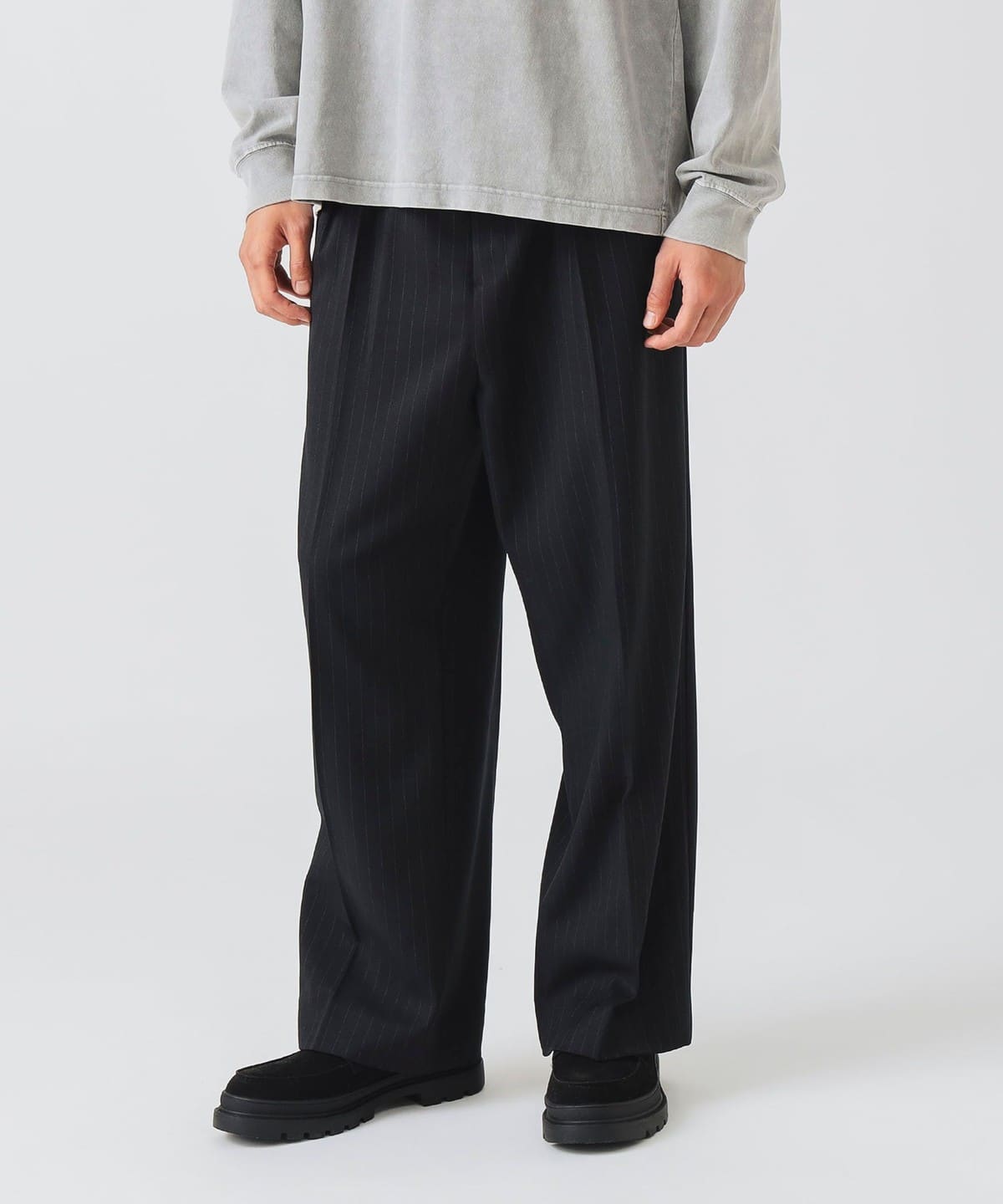 BEAMS HEART（ビームス ハート）ストライプ 2タック ワイドパンツ