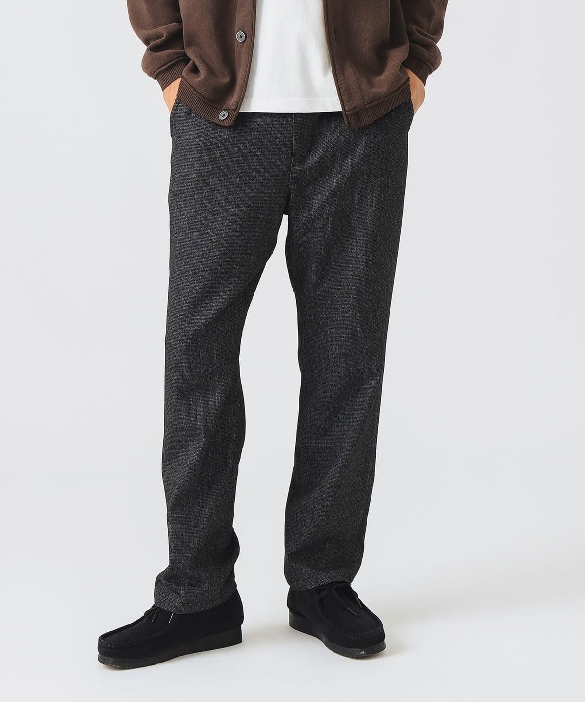 ポリエステル ピンヘッド テーパード パンツ パンツ MEN CHARCOAL GREY L