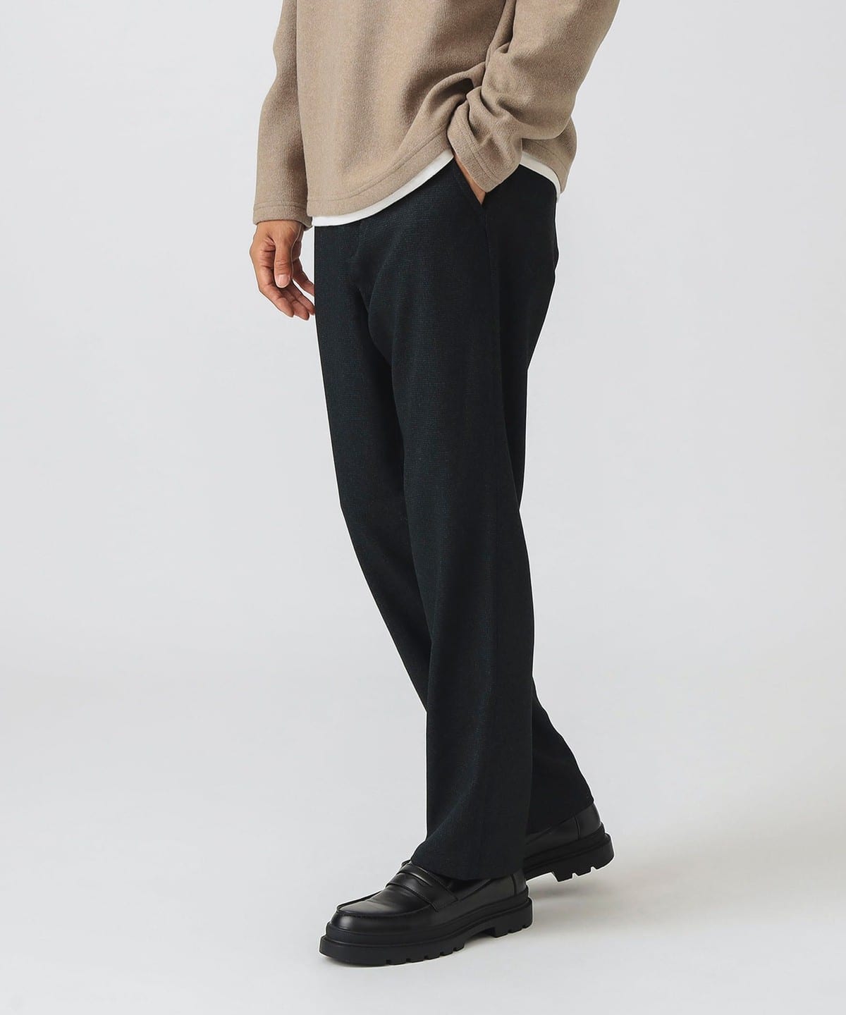 ポリエステル ピンヘッド テーパード パンツ パンツ MEN BLACK XL