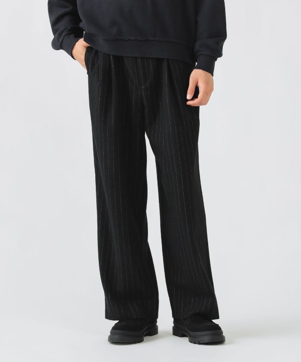 BEAMS HEART（ビームス ハート）起毛 ストライプ 2タック ワイドパンツ