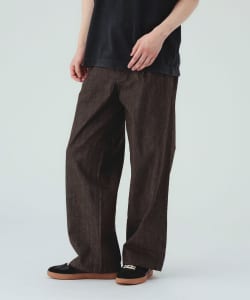 デニムライク ツイル 2タック ワイドストレートパンツ
