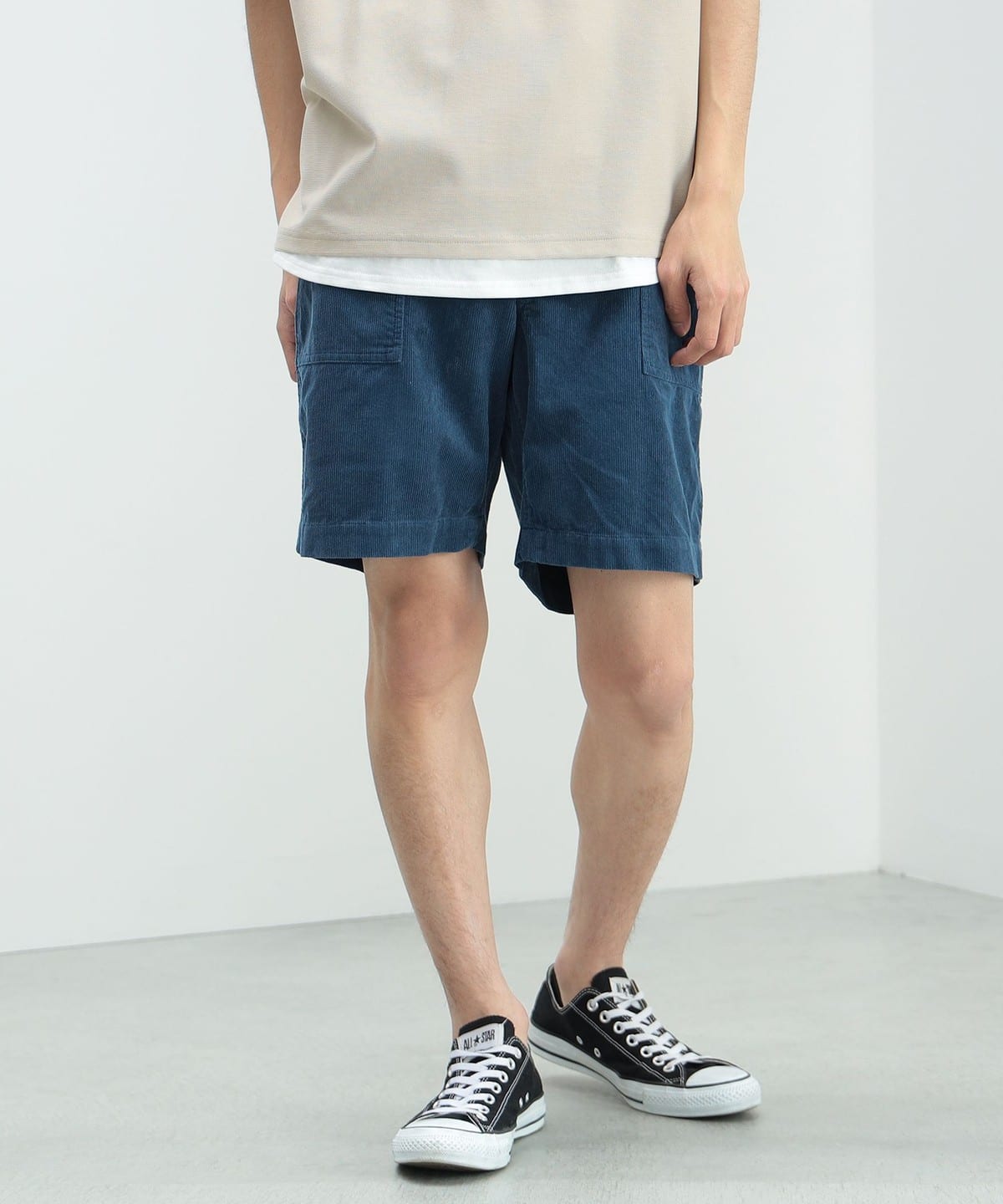 BEAMS SSZ コーデュロイ ショートパンツ ネイビー M BEAMS HEART（ビームス ハート）細畝 コーデュロイ ショートパンツ