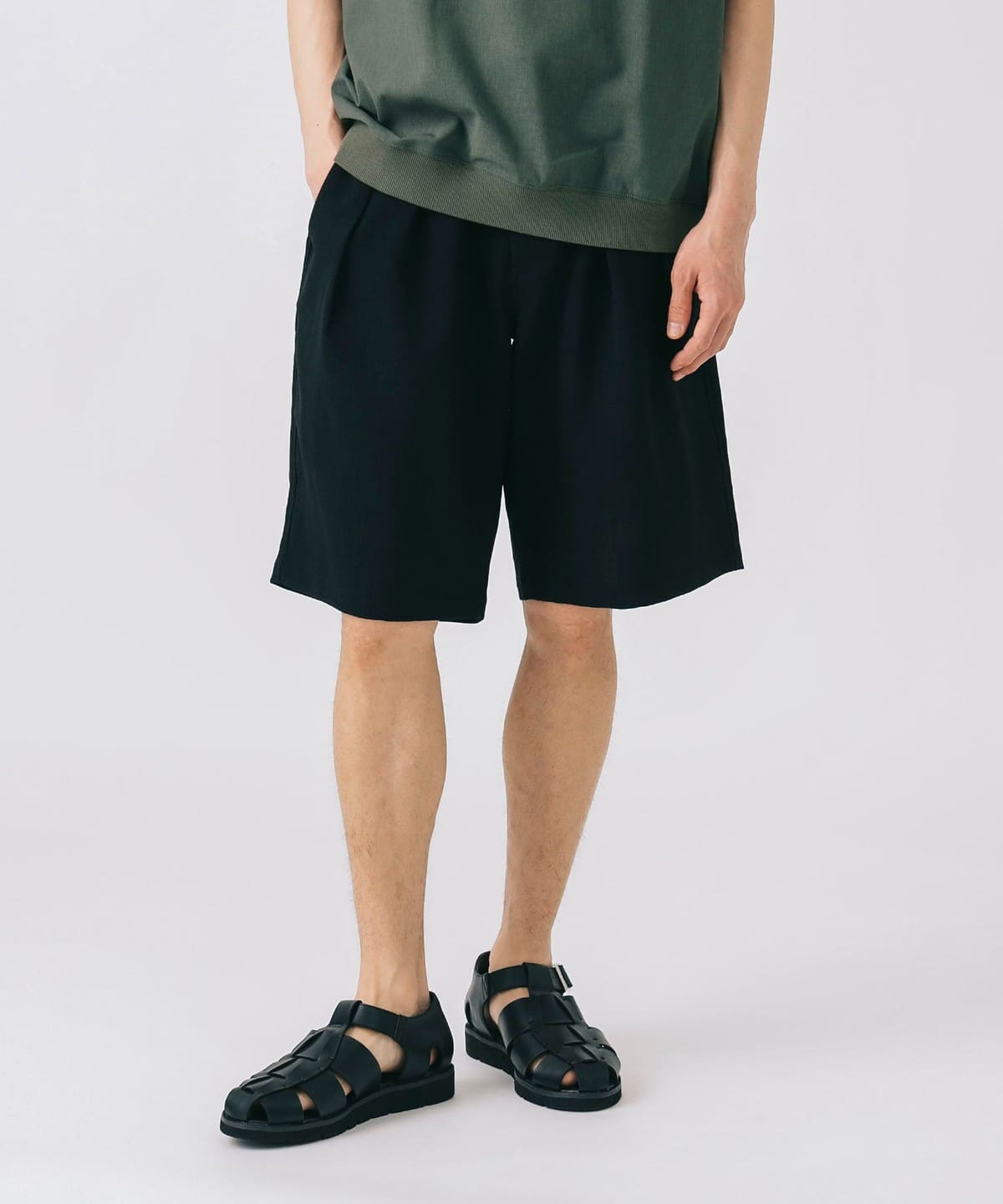 ポリエステル メランジ バミューダパンツ (吸水速乾) パンツ MEN BLACK L ポリエステル メランジ バミューダパンツ (吸水速乾) パンツ MEN BLACK L