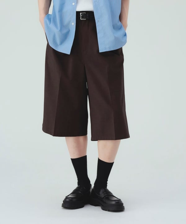 AD2022 23SS 2タックプリーツショーツ ハーフパンツ 黒 ウール BEAMS HEART（ビームス ハート）ヘリテージ 2タック ワイドスラックス