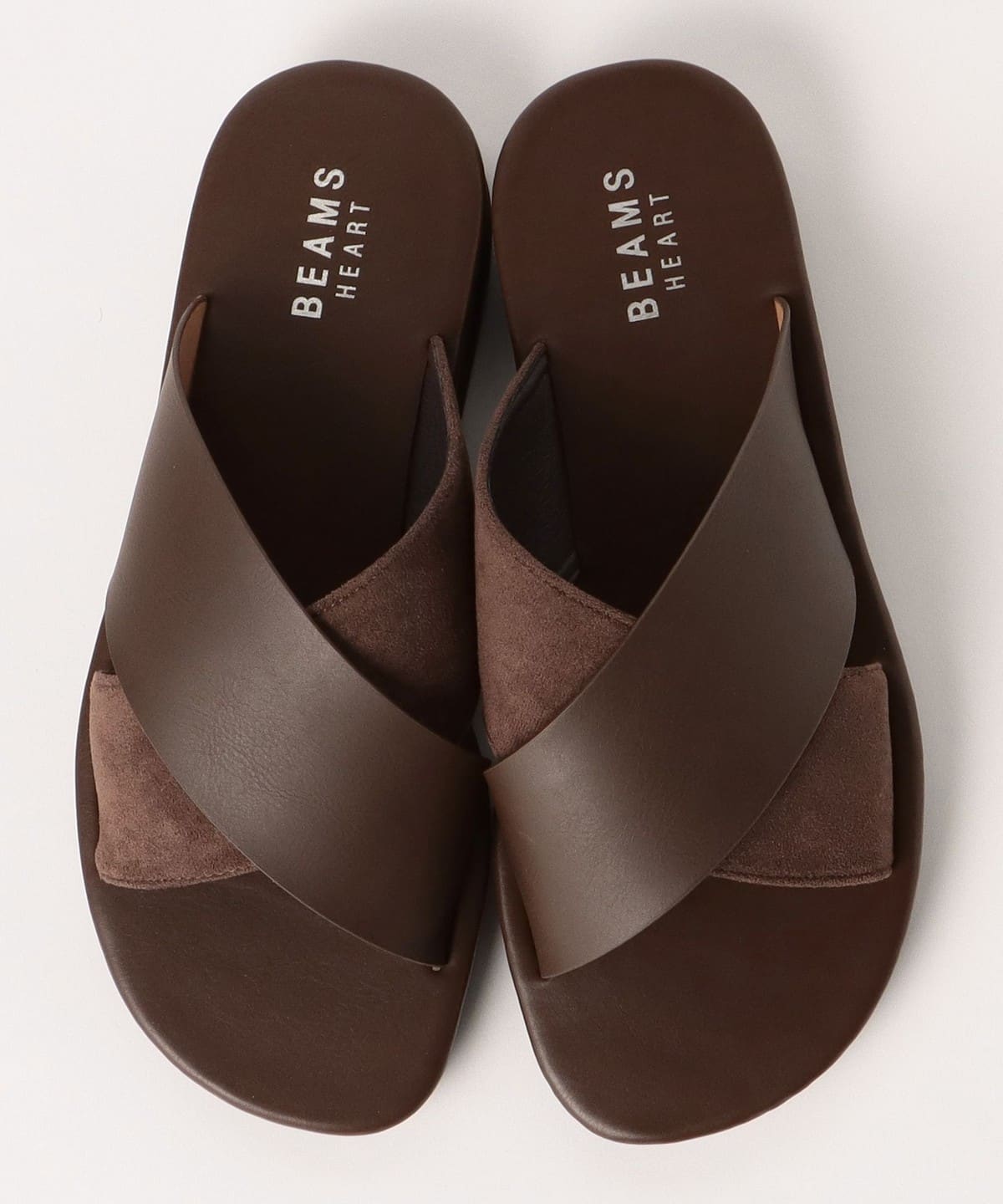 Beams Heartフェイクレザー クロスストラップ サンダル BEAMS HEART（ビームス ハート）フェイクレザー クロスストラップ
