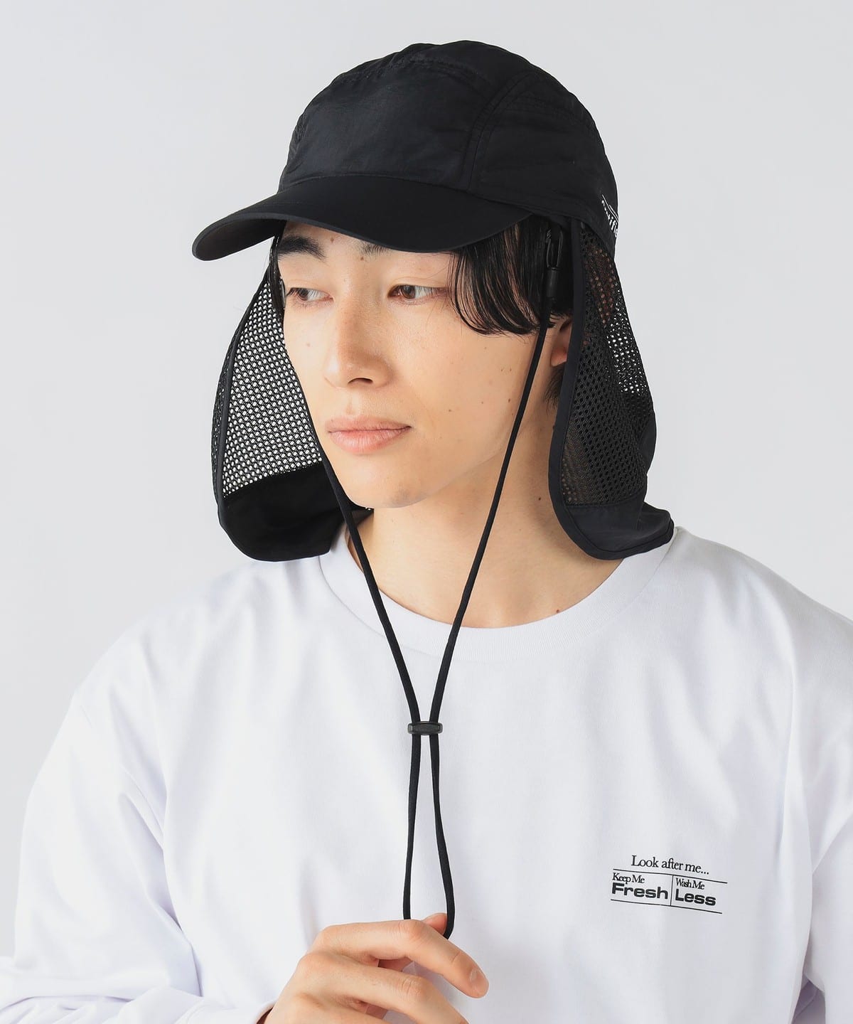 シェード付 撥水 プリント キャップ(撥水加工) 帽子 MEN BLACK ONE SIZE シェード付 撥水 プリント キャップ(撥水加工) 帽子 MEN BLACK ONE SIZE