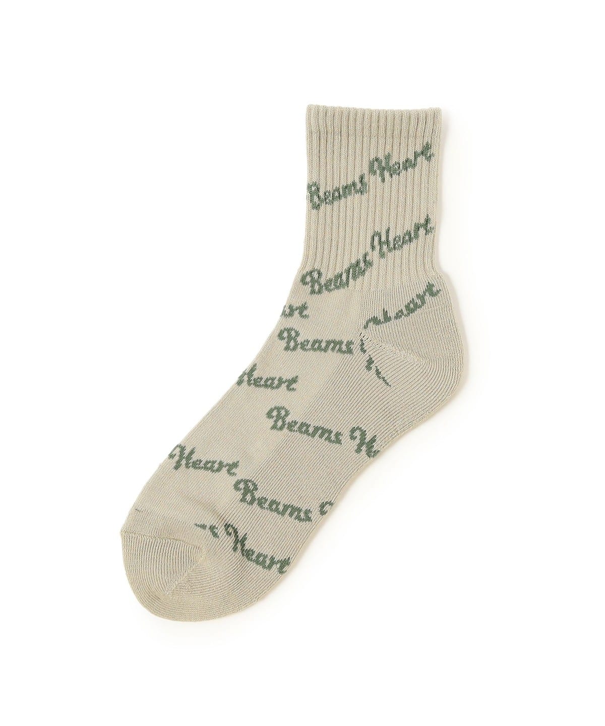 BEAMS HEART �r�[���X �n�[�g �΂߃��S �\�b�N�X ���b�O�E�F�A MEN BEIGE ONE SIZE