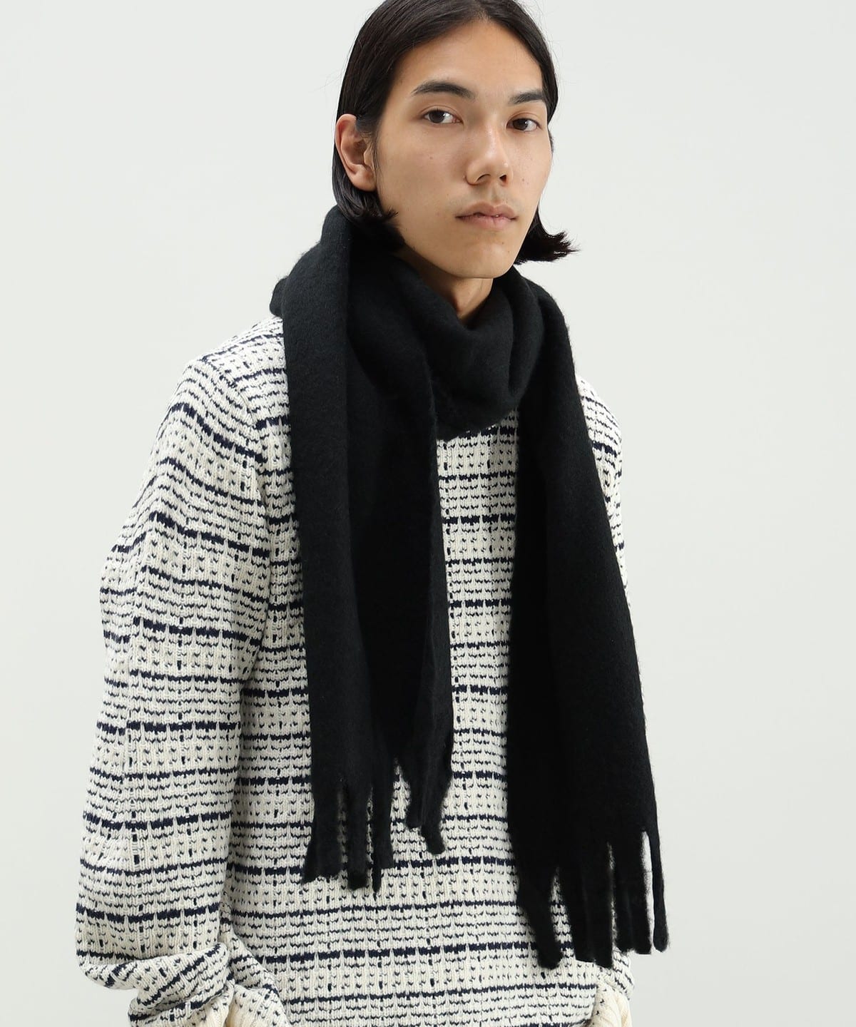 シャギー マフラー ファッション雑貨 MEN BLACK ONE SIZE シャギー マフラー ファッション雑貨 MEN BLACK ONE SIZE