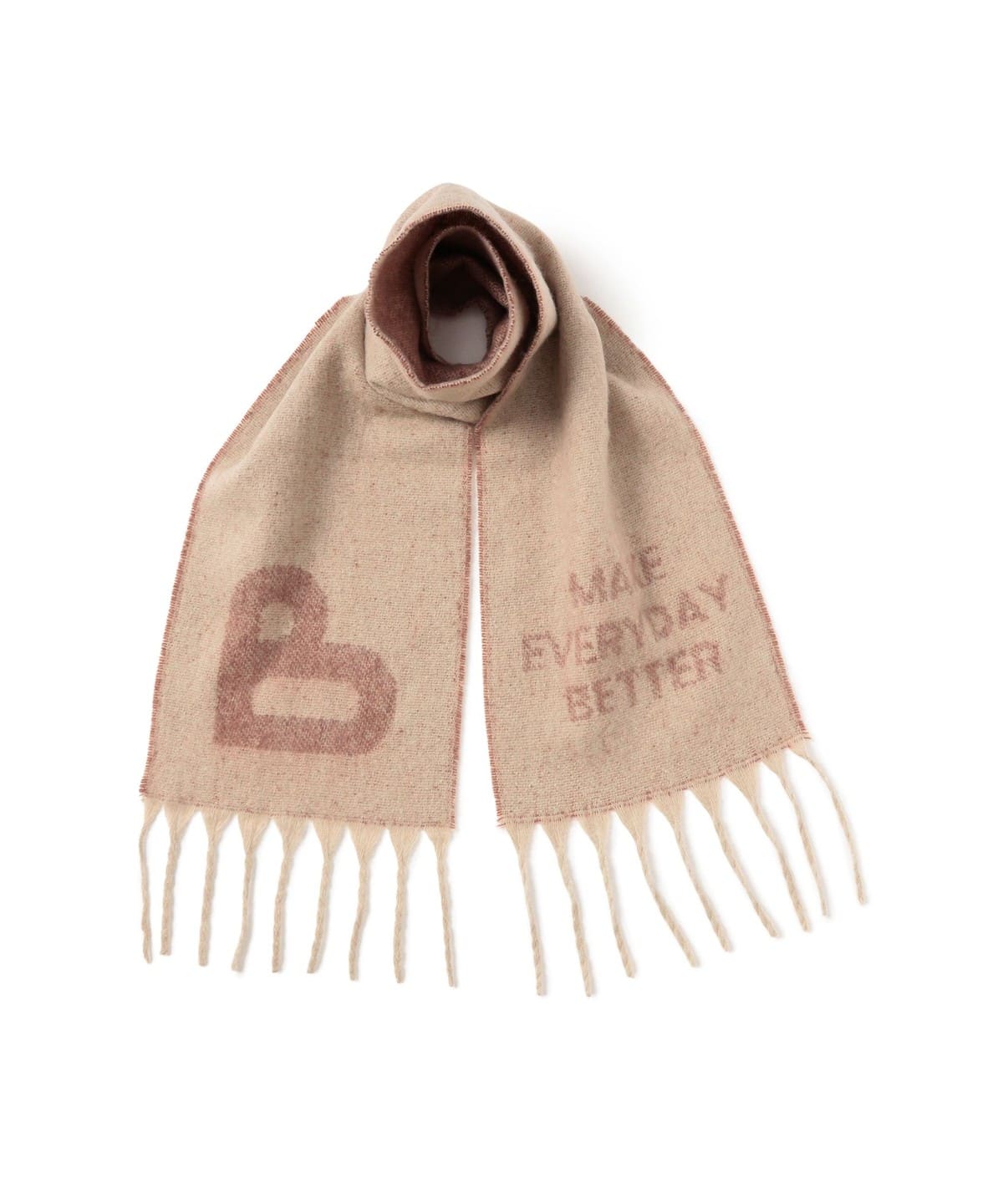 B-HEART ロゴ シャギーマフラー ファッション雑貨 MEN BEIGE ONE SIZE