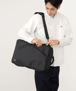 BEAMS HEART / ポリエステル 杢素材 スラッシュ ジップ 3WAY バッグ