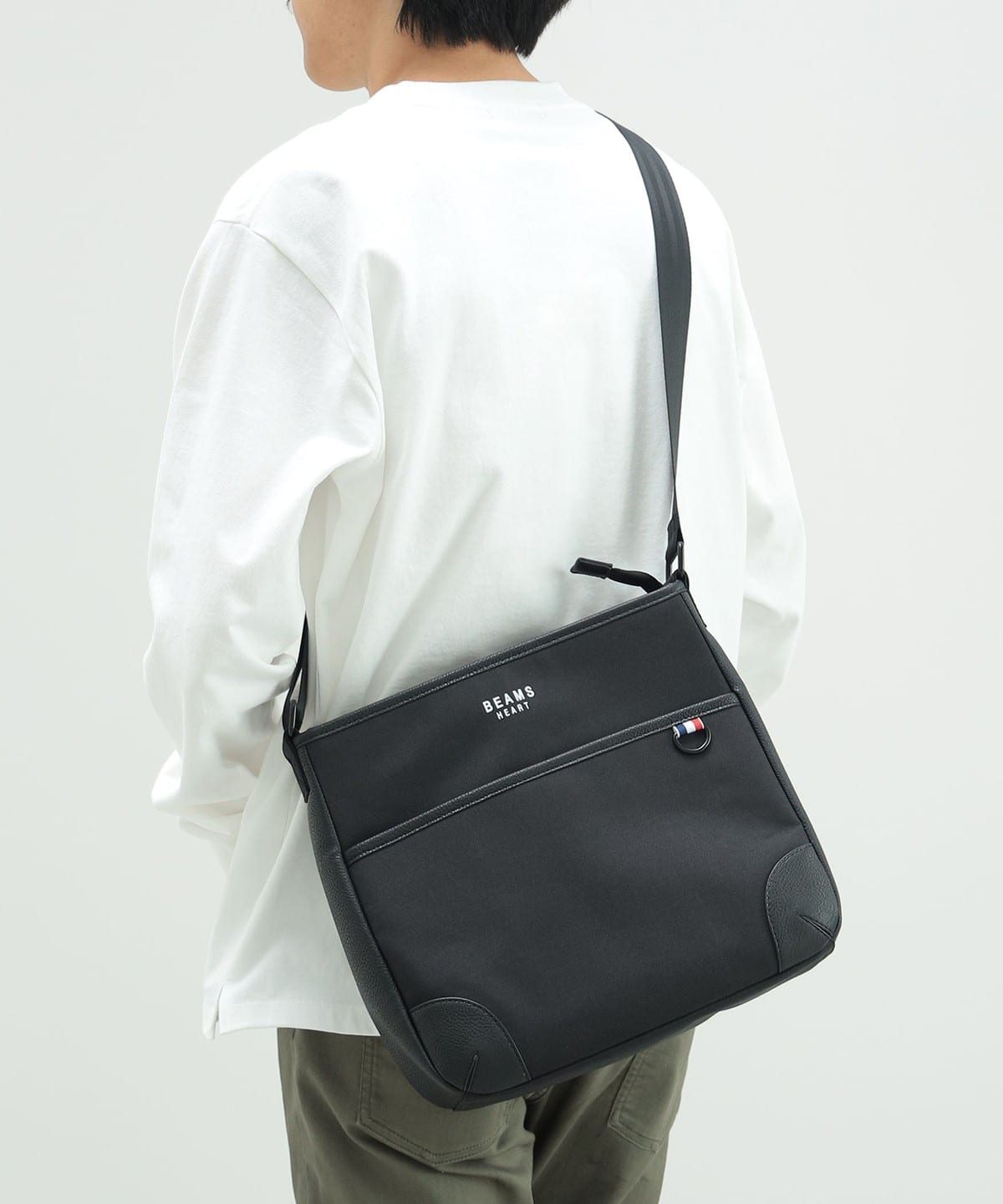 シャンブレー 杢素材 スクエア ショルダーバック バッグ MEN BLACK ONE SIZE シャンブレー 杢素材 スクエア ショルダーバック バッグ MEN BLACK ONE SIZE