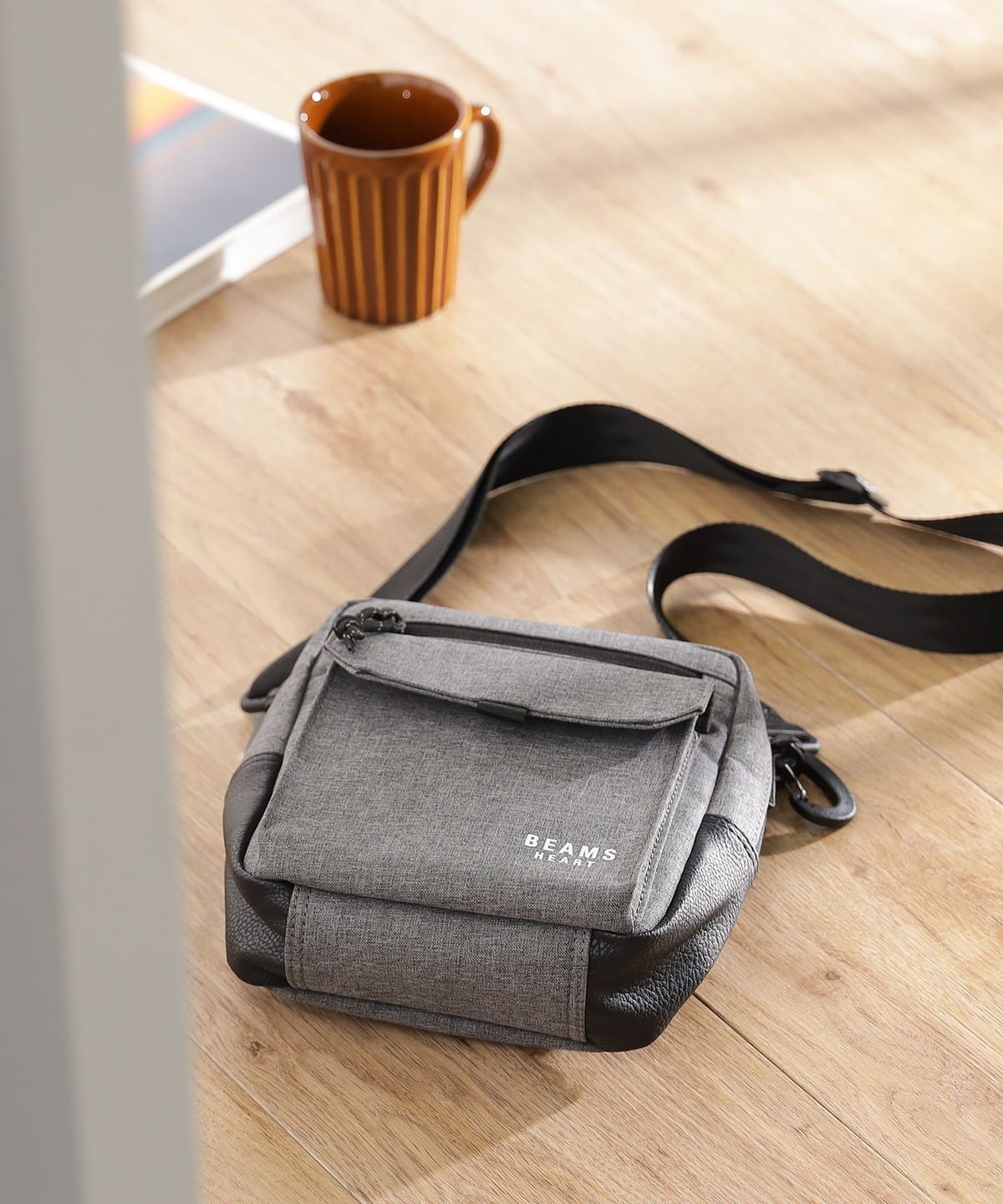 シャンブレー 杢素材 ミニ ショルダーバッグ バッグ MEN CHARCOAL GREY ONE SIZE シャンブレー 杢素材 ミニ ショルダーバッグ バッグ MEN CHARCOAL GREY ONE SIZE