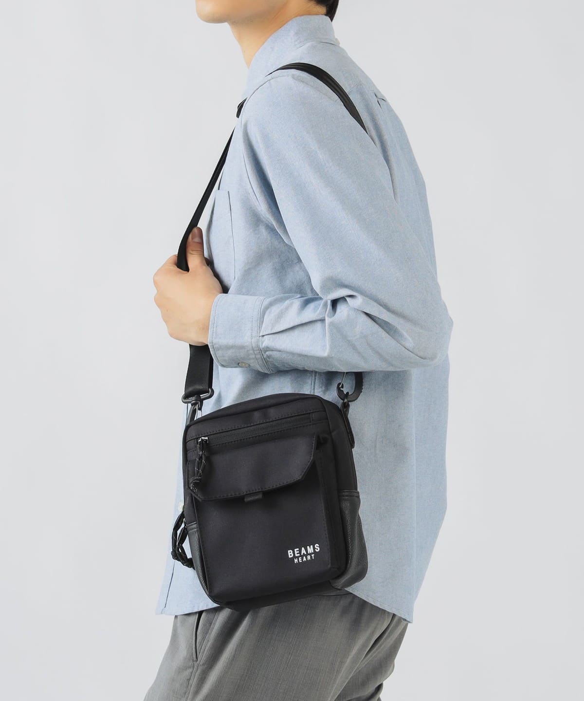 BEAMS HEART（ビームス ハート）シャンブレー 杢素材 ミニ ショルダー