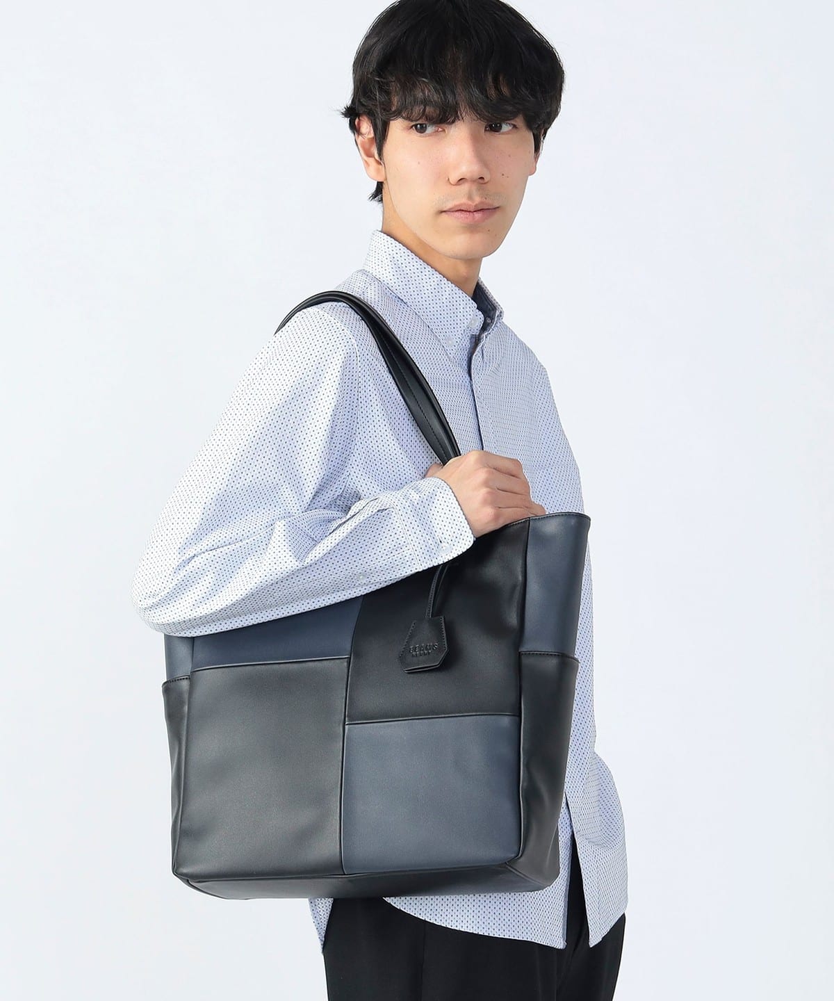 BEAMS HEART（ビームス ハート）フェイクレザー 切替 トートバッグ