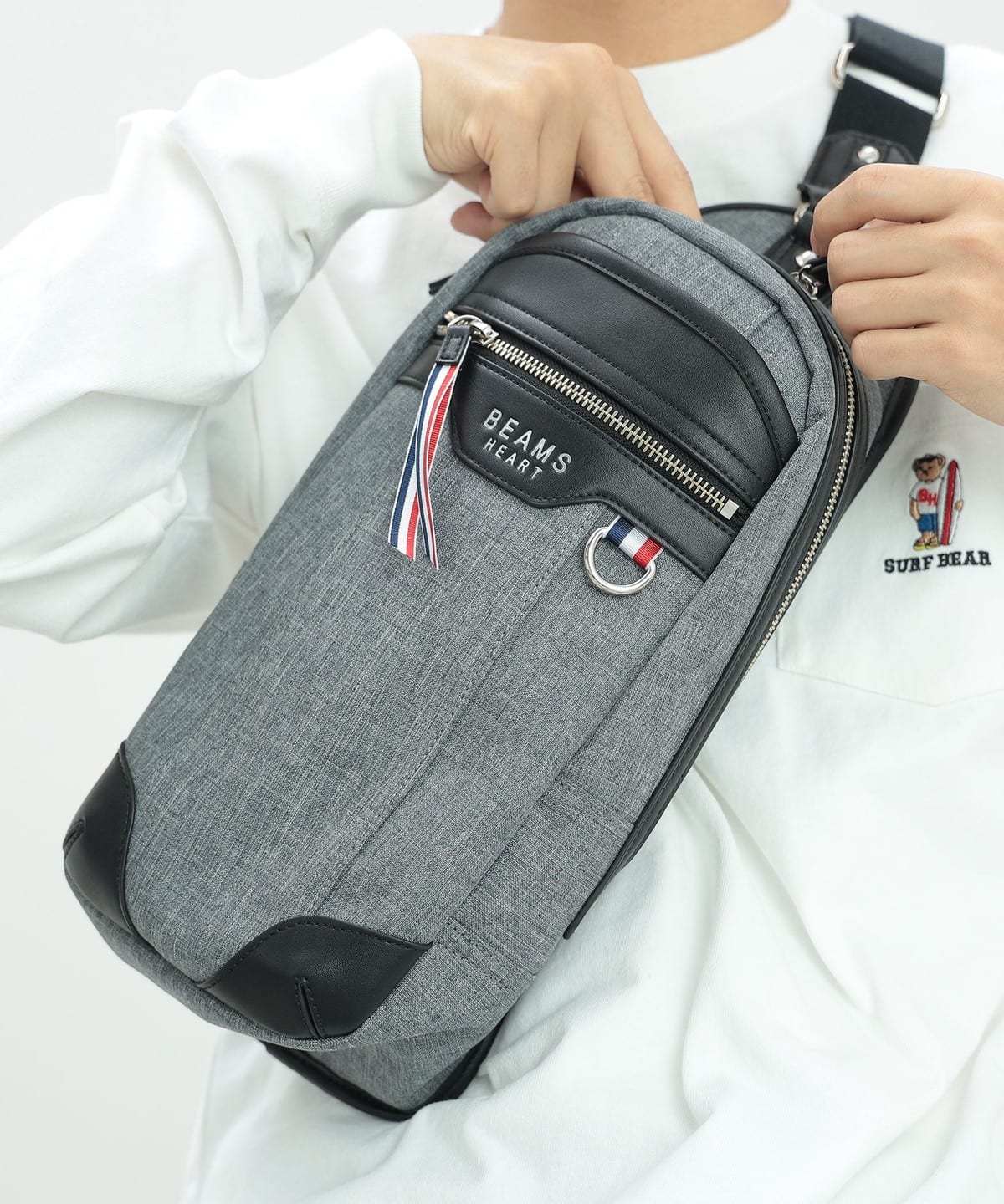 ポリエステル 杢素材 ワンショルダー バッグ バッグ MEN CHARCOAL GREY ONE SIZE ポリエステル 杢素材 ワンショルダー バッグ バッグ MEN CHARCOAL GREY ONE SIZE