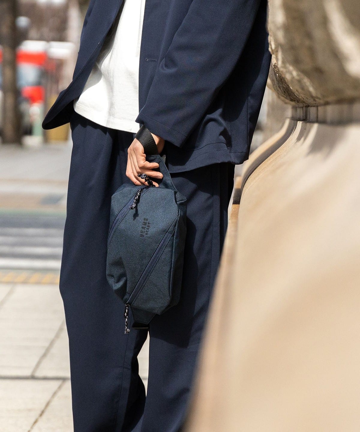 ポリエステル 杢素材 ツイスト ジップ ウエスト ポーチ バッグ MEN NAVY ONE SIZE ポリエステル 杢素材 ツイスト ジップ ウエスト ポーチ バッグ MEN NAVY ONE SIZE