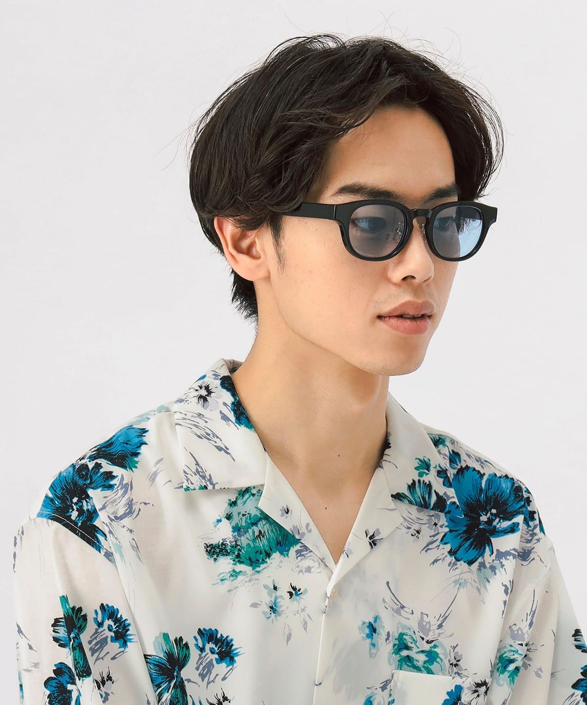 セミオーバル ボストン グラス ファッション雑貨 MEN ブラック×ライトブルー ONE SIZE セミオーバル ボストン グラス ファッション雑貨 MEN ブラック×ライトブルー ONE SIZE