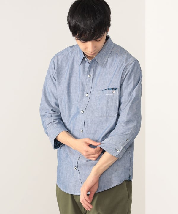 PORTER CLASSIC カジュアルシャツ S ピンクx白(チェック)
