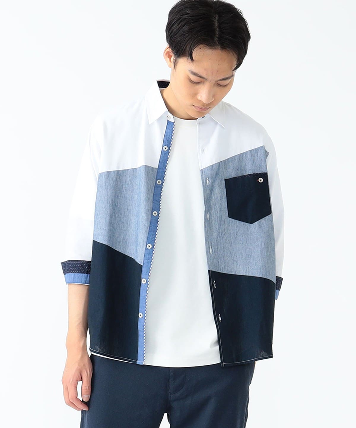 [Outlet] BEAMS HEART / COOLMAX(R) Cotton Linen Switching 3/4 